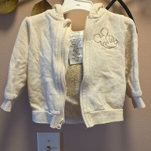 Disney Cream Baby Hoodie with Mickey Embroidery